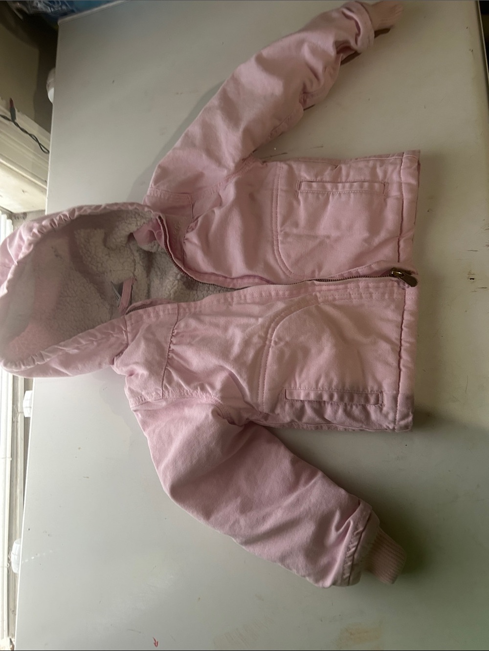 Used Carhartt Girls' Light Pink Hooded Puffer Jacket